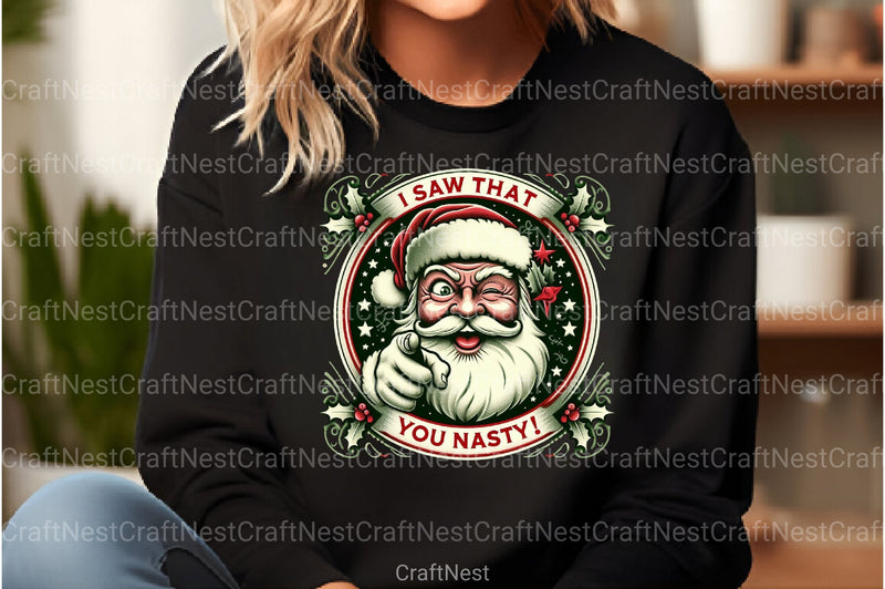 Vintage Christmas Santa "I Saw That" Clipart Bundle - CraftNest - Digital Crafting and Art