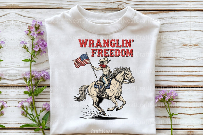 Wranglin' Freedom American Cowgirl Clipart Bundle - CraftNest - Digital Crafting and Art