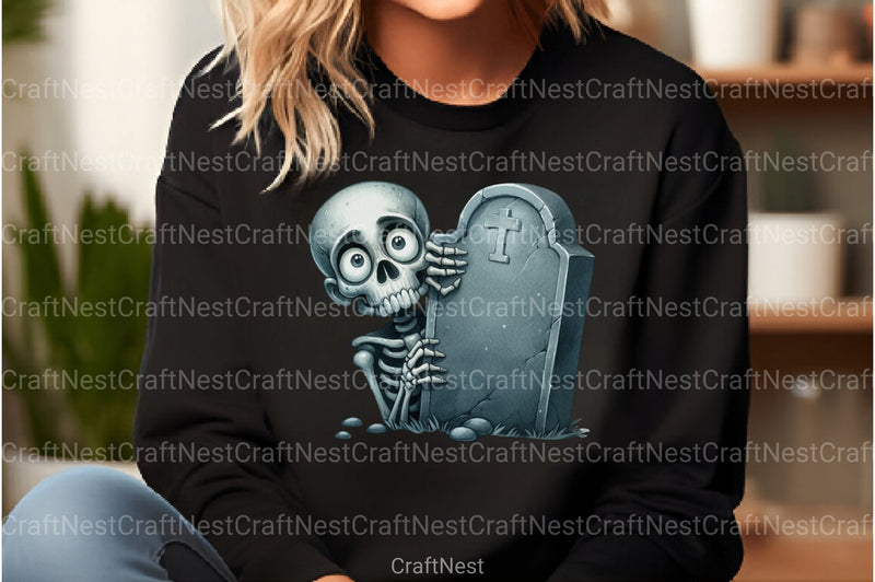 Funny Skeleton Peeking Clipart Bundle 33 - CraftNest - Digital Crafting and Art