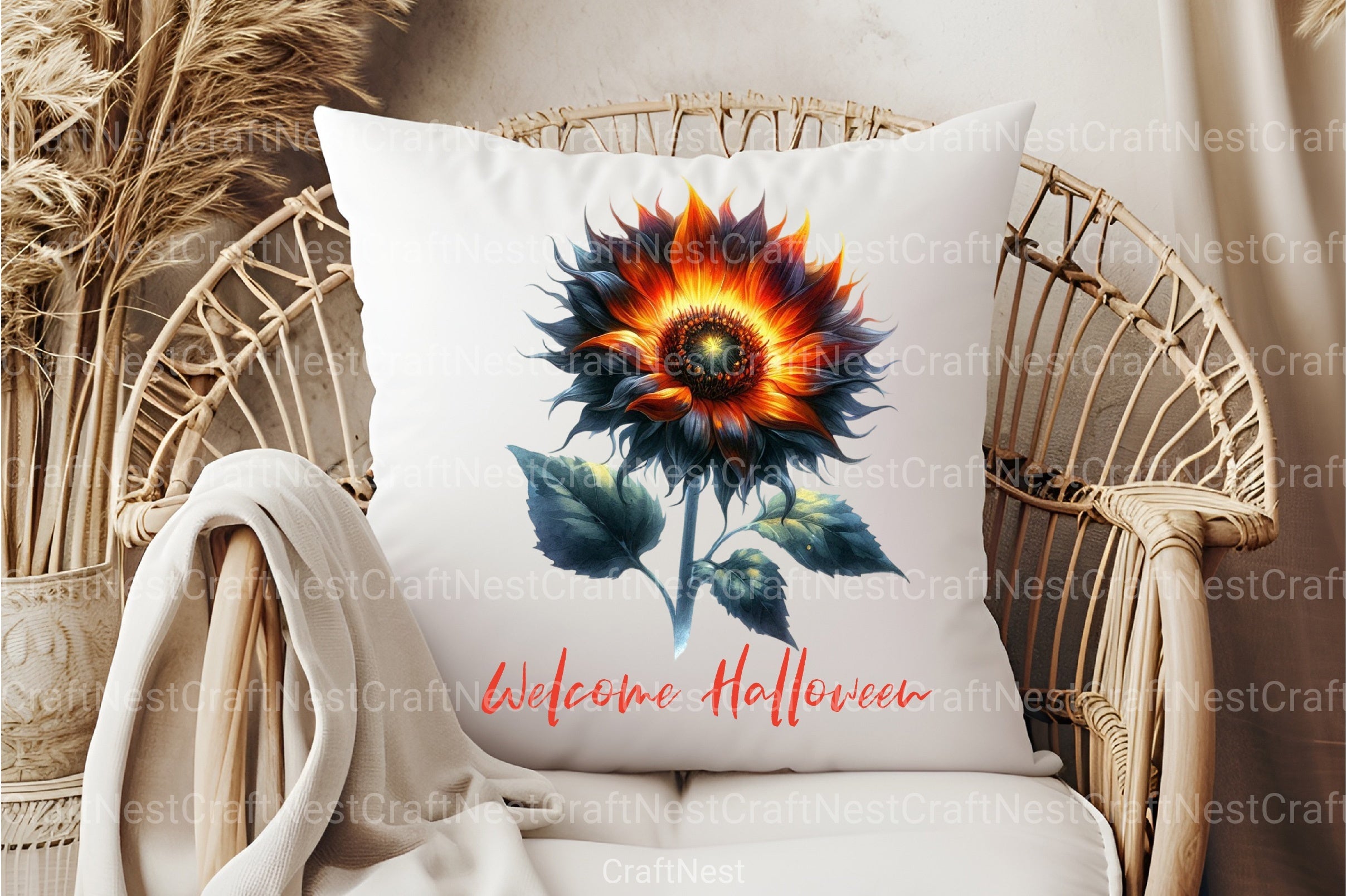 Welcome Halloween Sunflower Clipart Bundle - CraftNest - Digital Crafting and Art