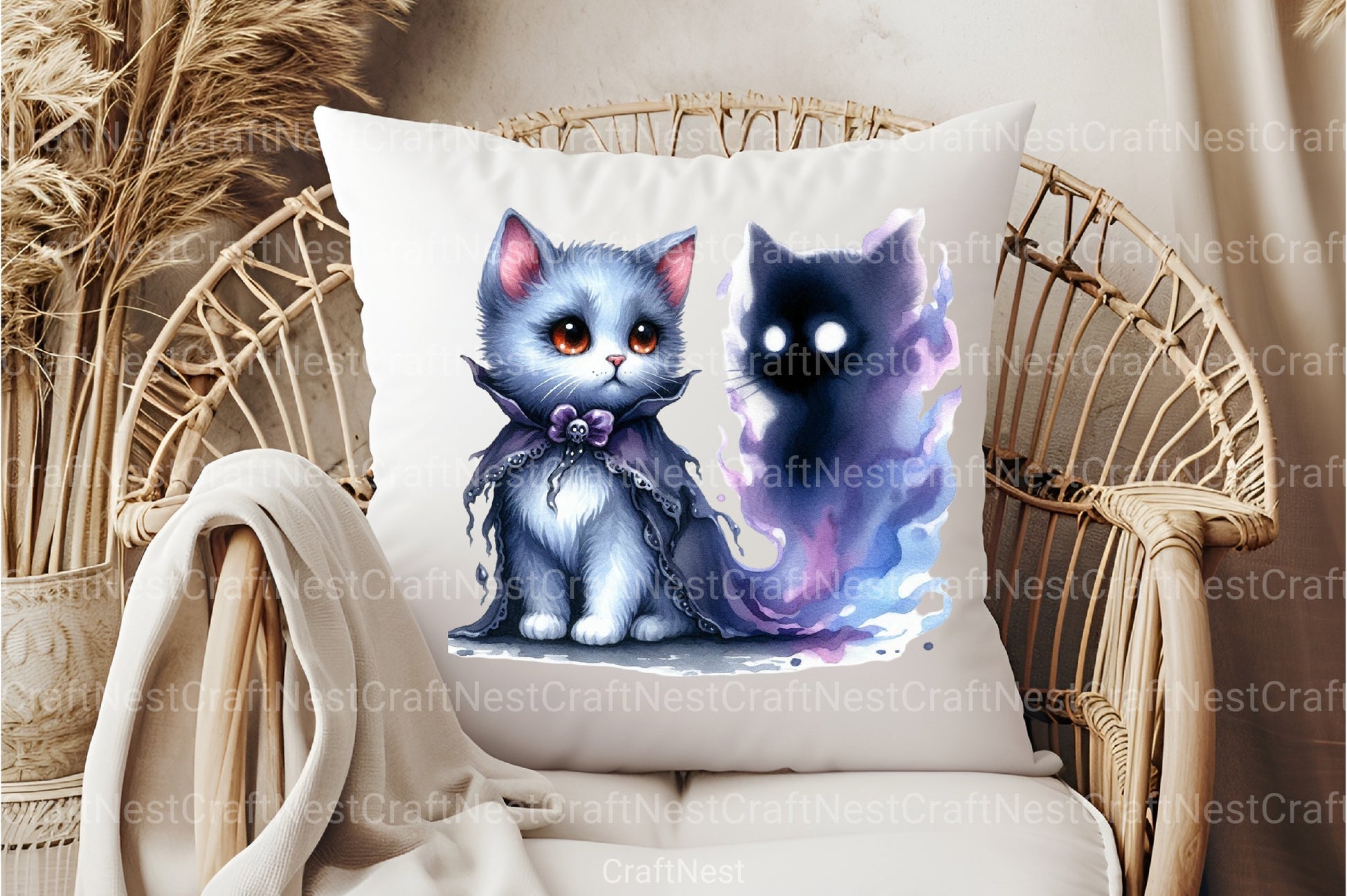 Halloween Cat & Smoky Ghost Clipart Bundle - CraftNest - Digital Crafting and Art