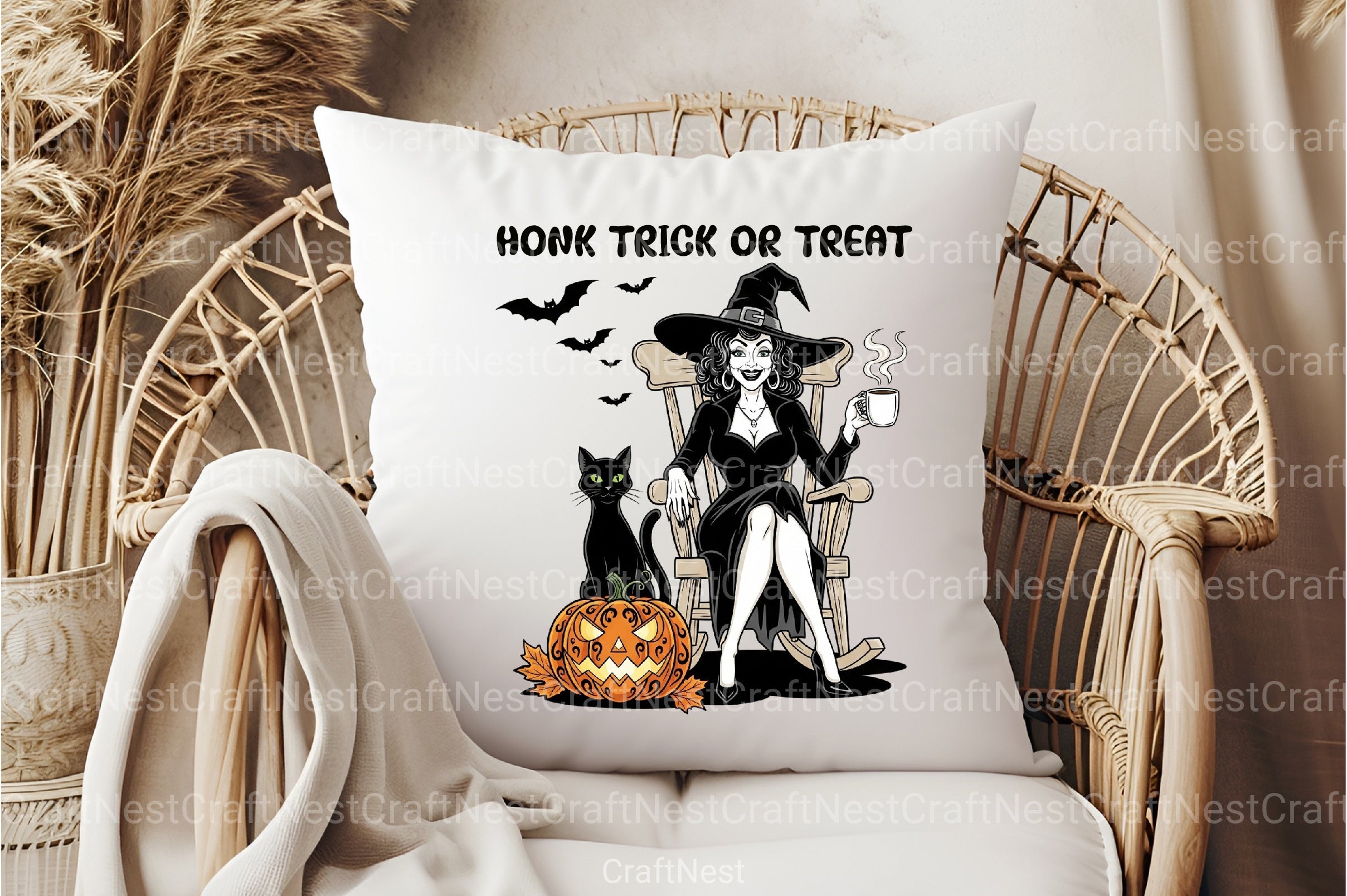 Vintage Halloween Witch & Cat Clipart Bundle - CraftNest - Digital Crafting and Art