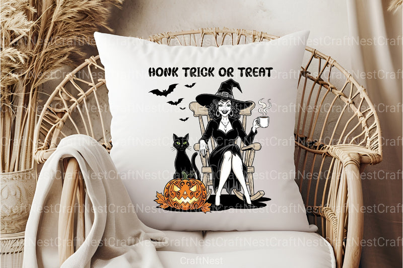 Vintage Halloween Witch & Cat Clipart Bundle - CraftNest - Digital Crafting and Art