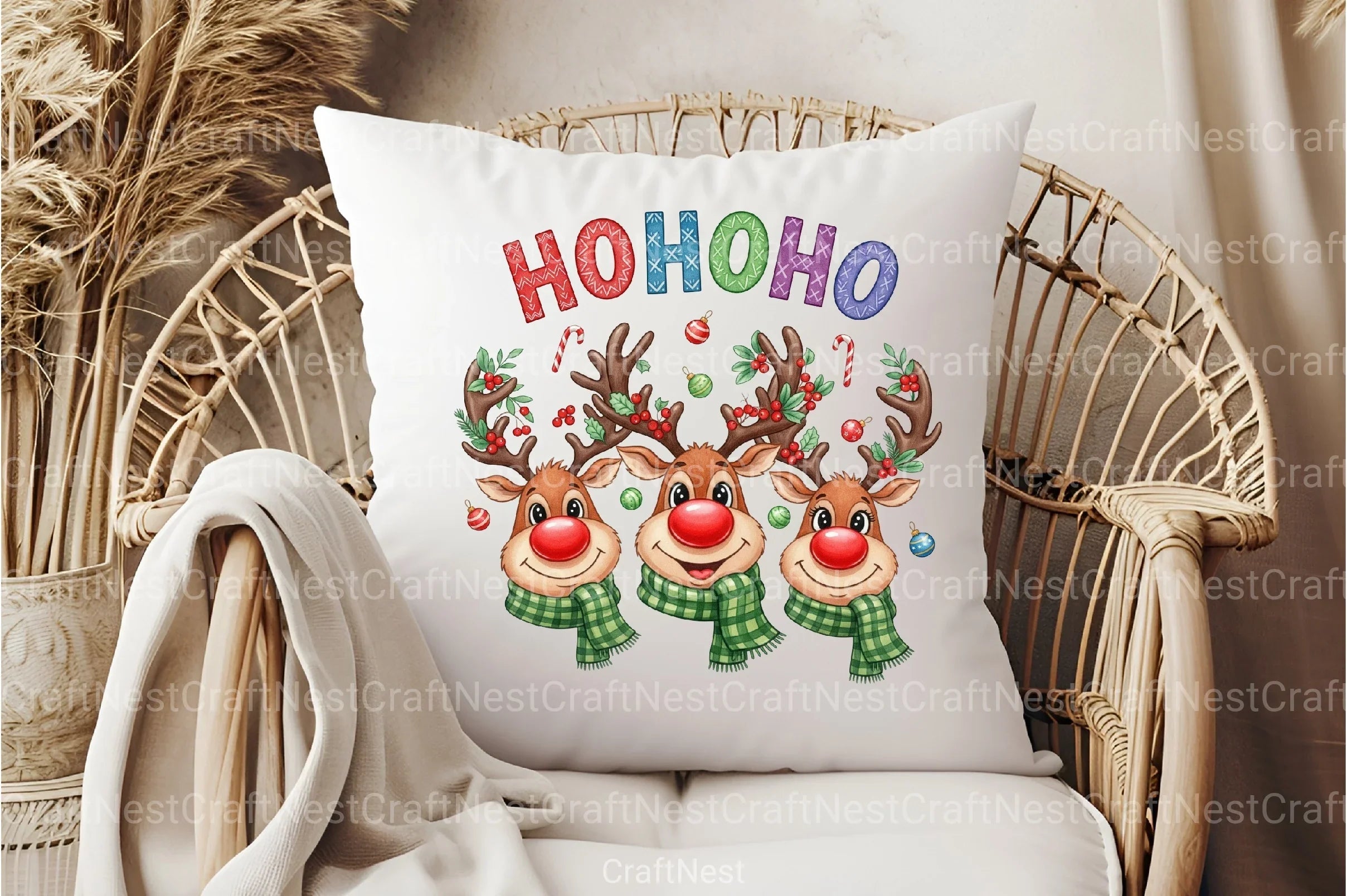 Ho Ho Deer Reindeer Christmas Clipart Bundle - CraftNest - Digital Crafting and Art