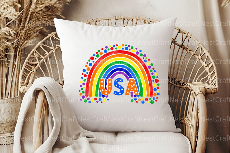 America Rainbow Boho Clipart Bundle - CraftNest - Digital Crafting and Art