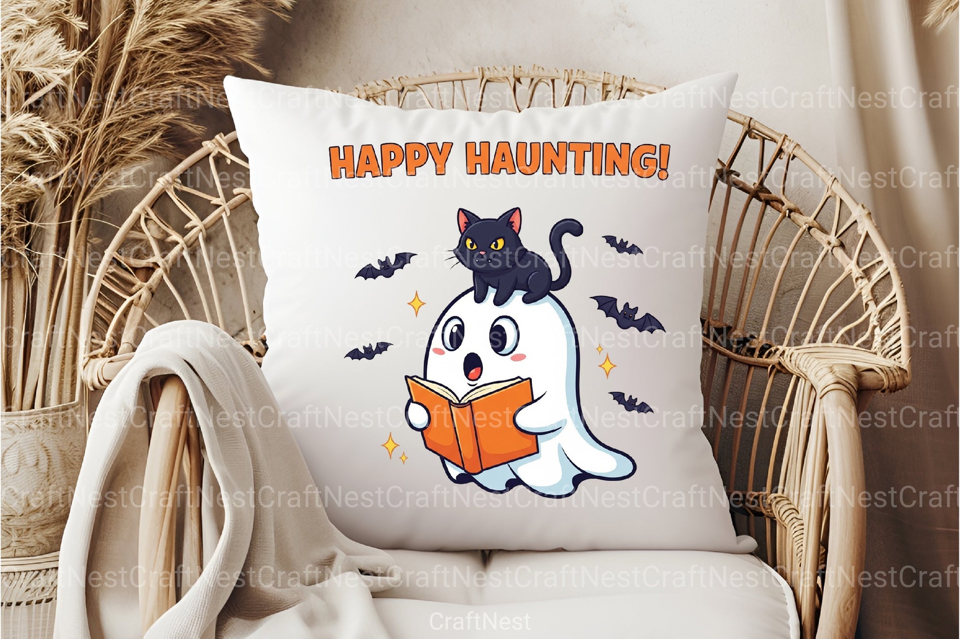 Cute Halloween Ghost Reading Book Clipart Bundle - CraftNest - Digital Crafting and Art