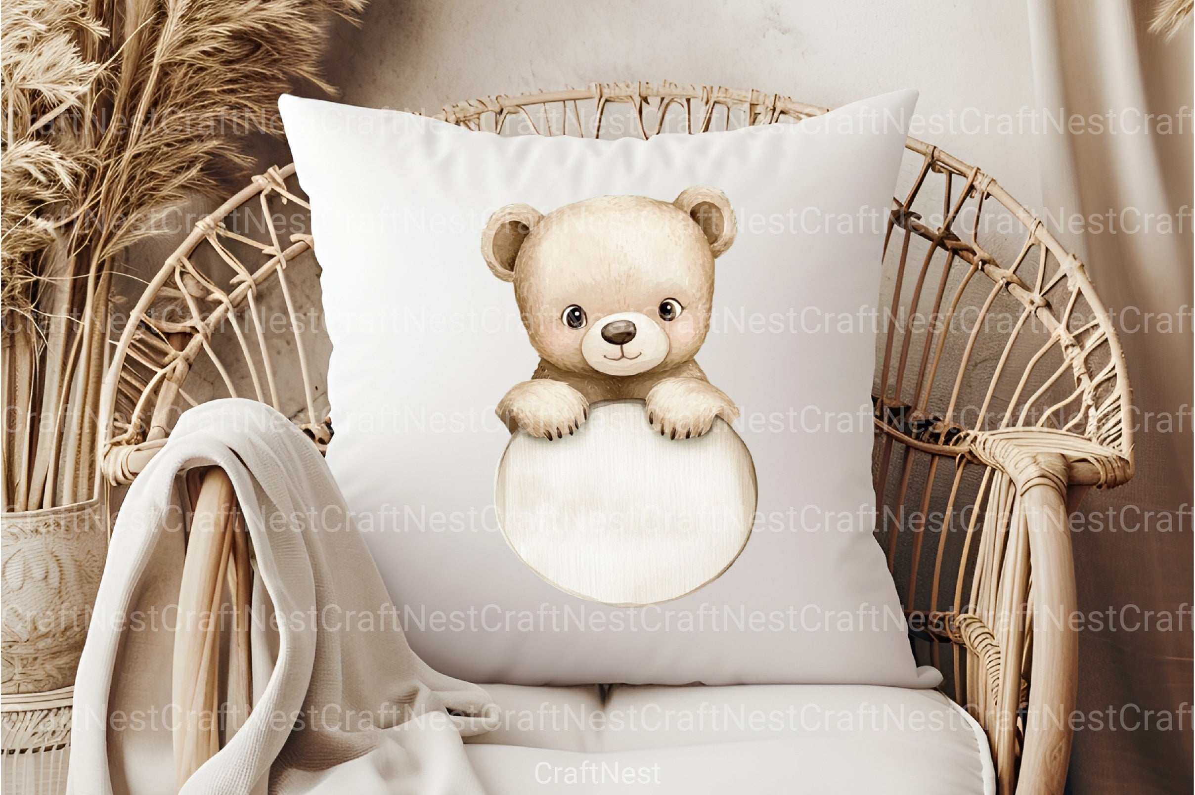 Watercolor Boho Teddy Clipart Bundle - CraftNest - Digital Crafting and Art