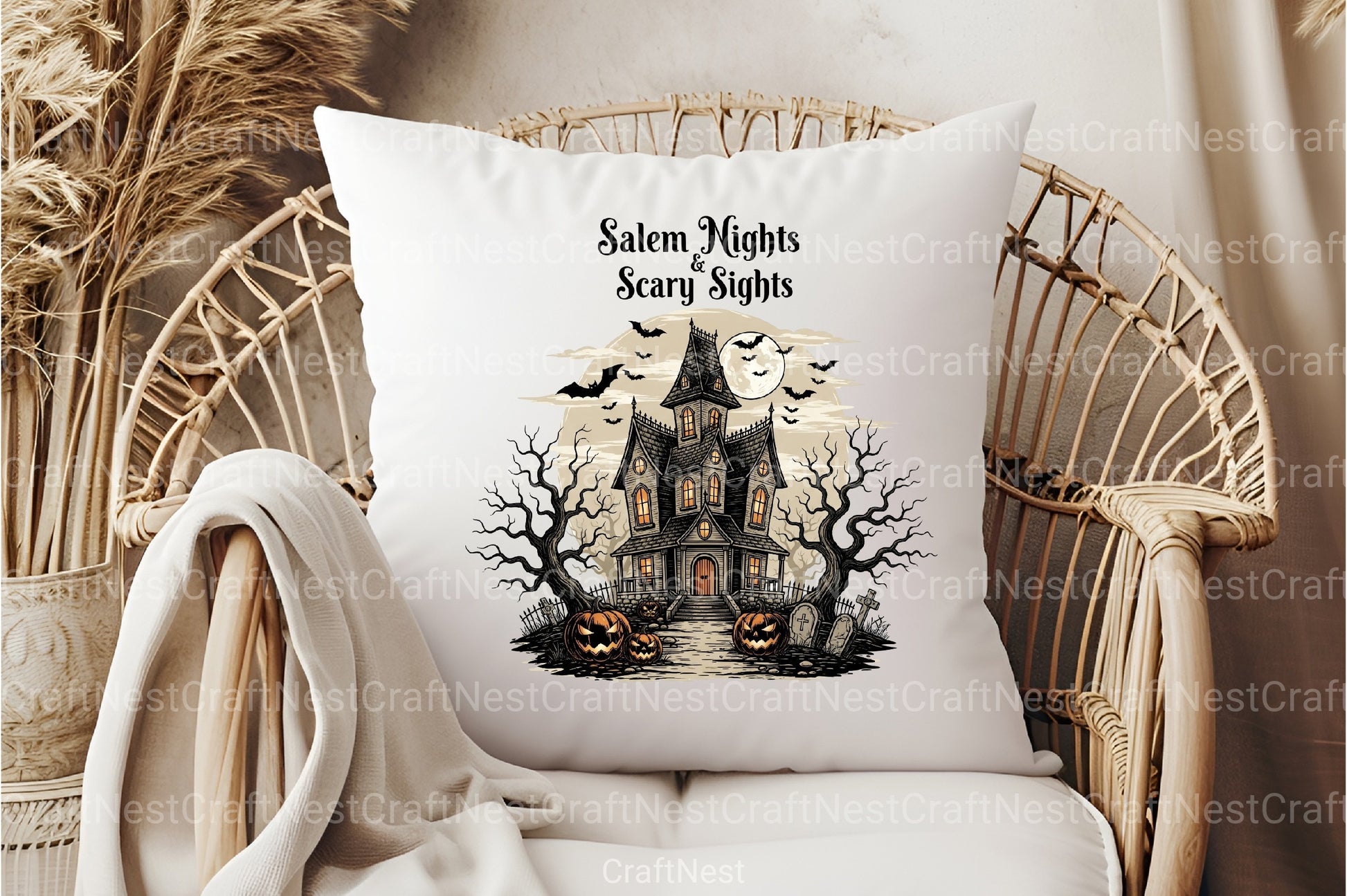 Halloween Horror House Salem Night Clipart Bundle - CraftNest - Digital Crafting and Art