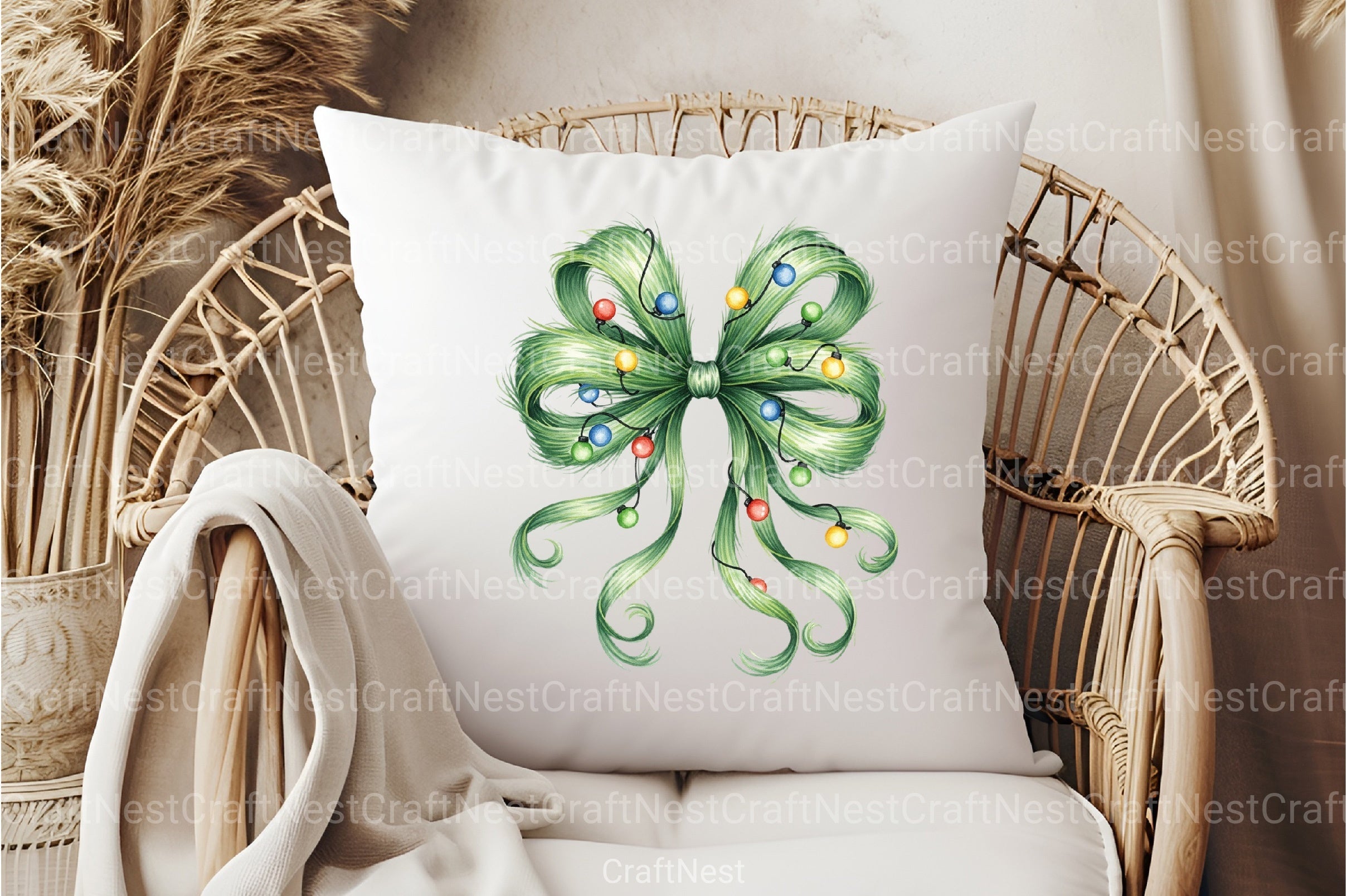 Festive Green Grinch Bow Christmas Clipart Bundle - CraftNest - Digital Crafting and Art