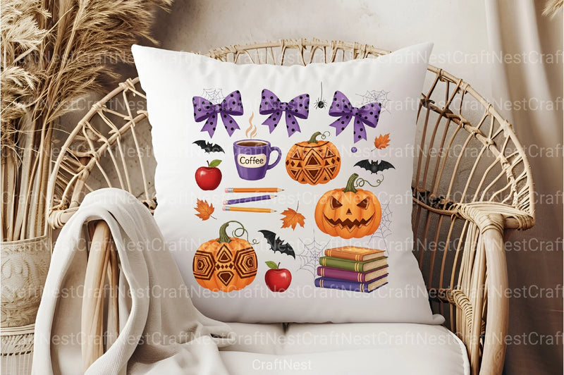 Cute Halloween Spooky Teacher Clipart Bundle - CraftNest - Digital Crafting and Art