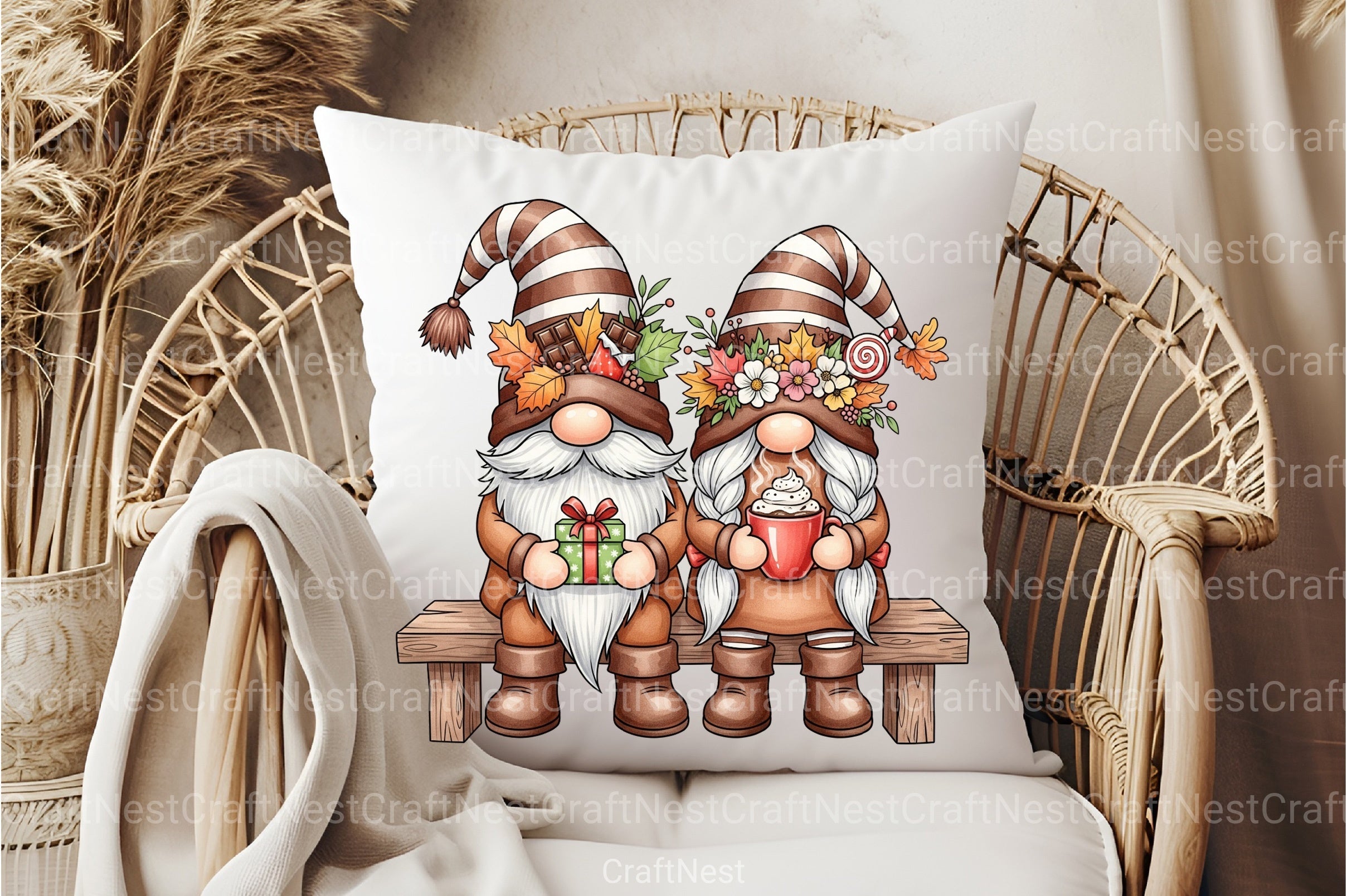 Chocolate Couple Gnomes Clipart Bundle - CraftNest - Digital Crafting and Art