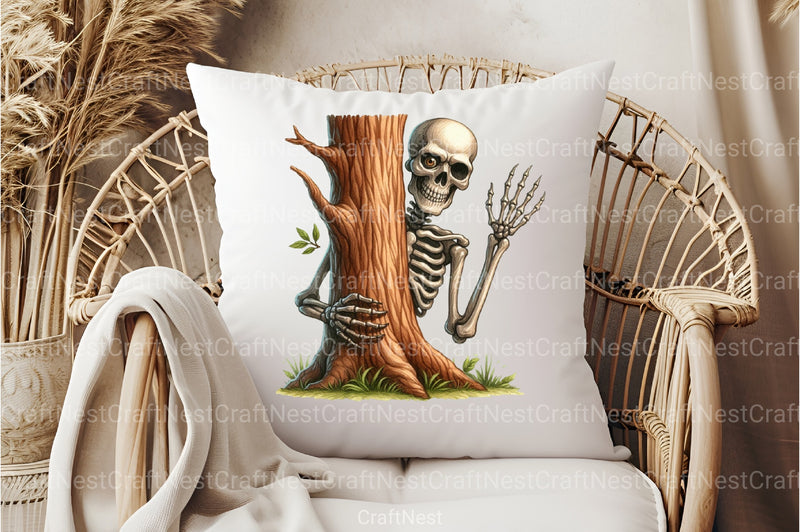 Funny Skeleton Peeking Clipart Bundle 11 - CraftNest - Digital Crafting and Art