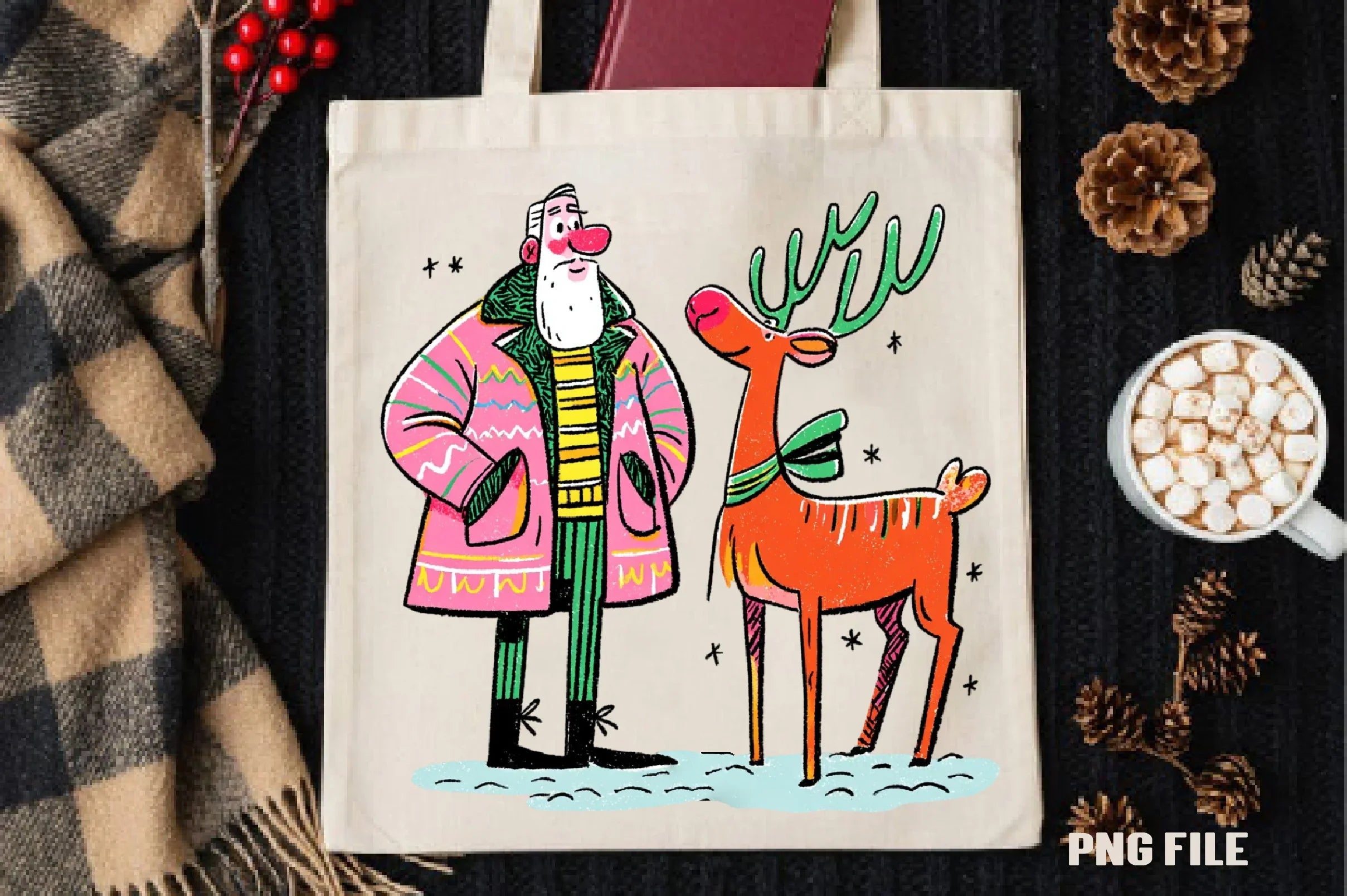 Retro Funny Christmas Santa Clipart Bundle - CraftNest - Digital Crafting and Art