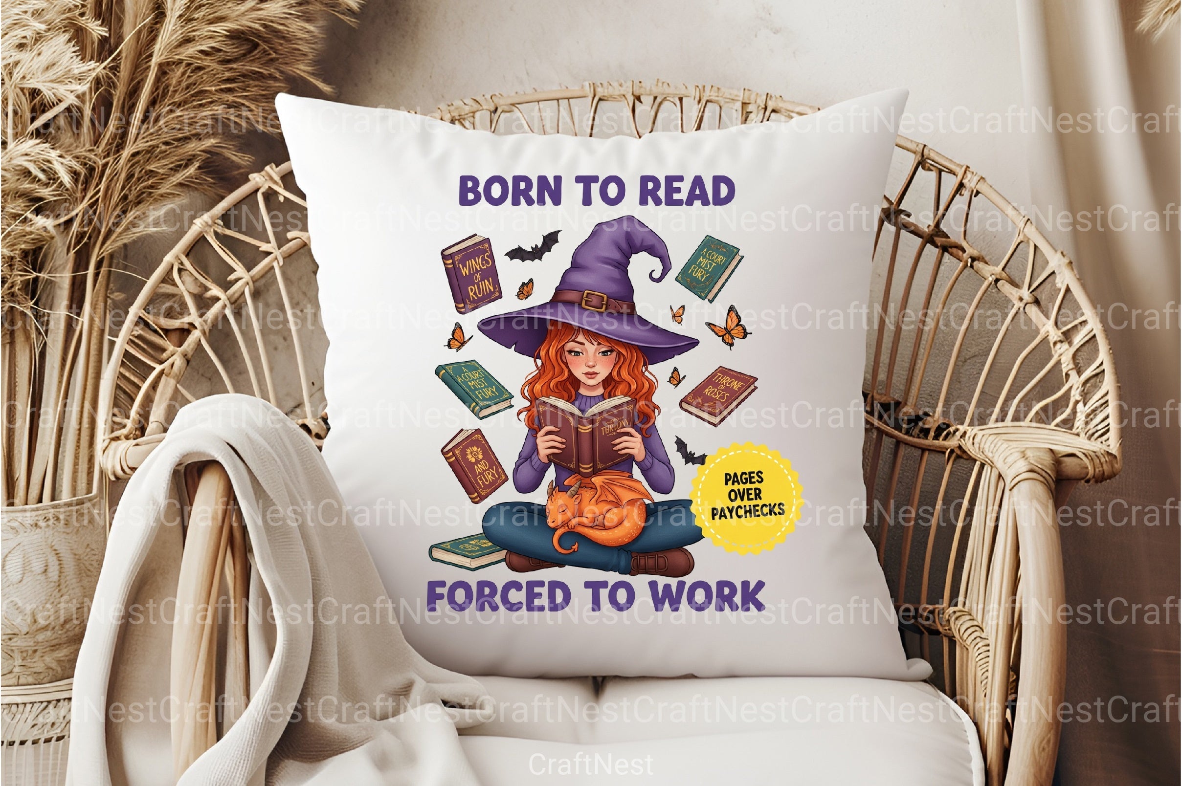 Witchy Clipart Bundle: Born to Read, Forced to Work - CraftNest - Digital Crafting and Art