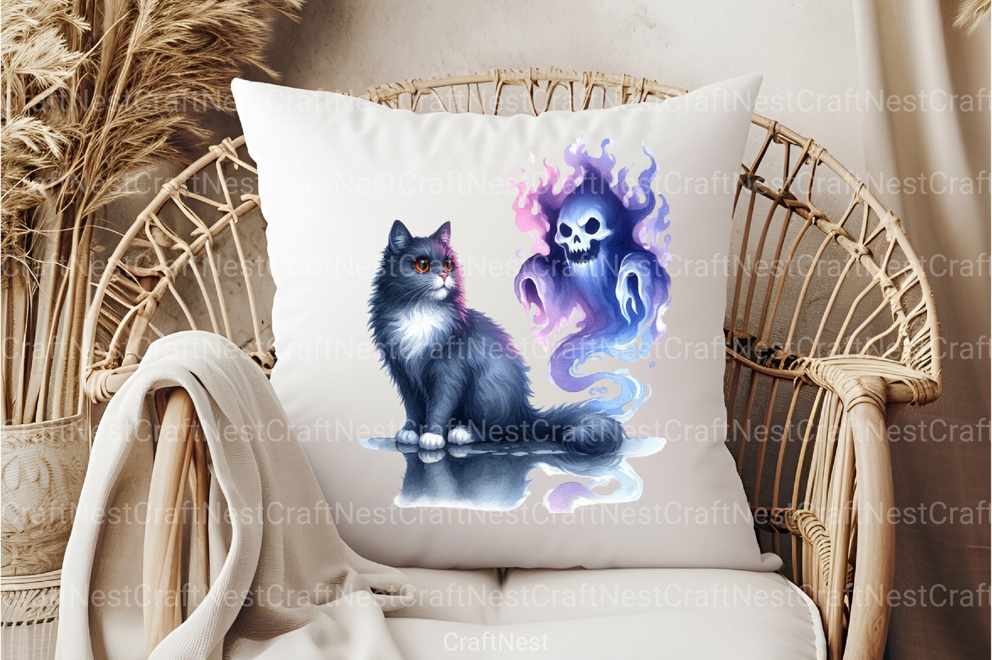 Halloween Cat & Smoky Ghost Clipart Bundle 3 - CraftNest - Digital Crafting and Art