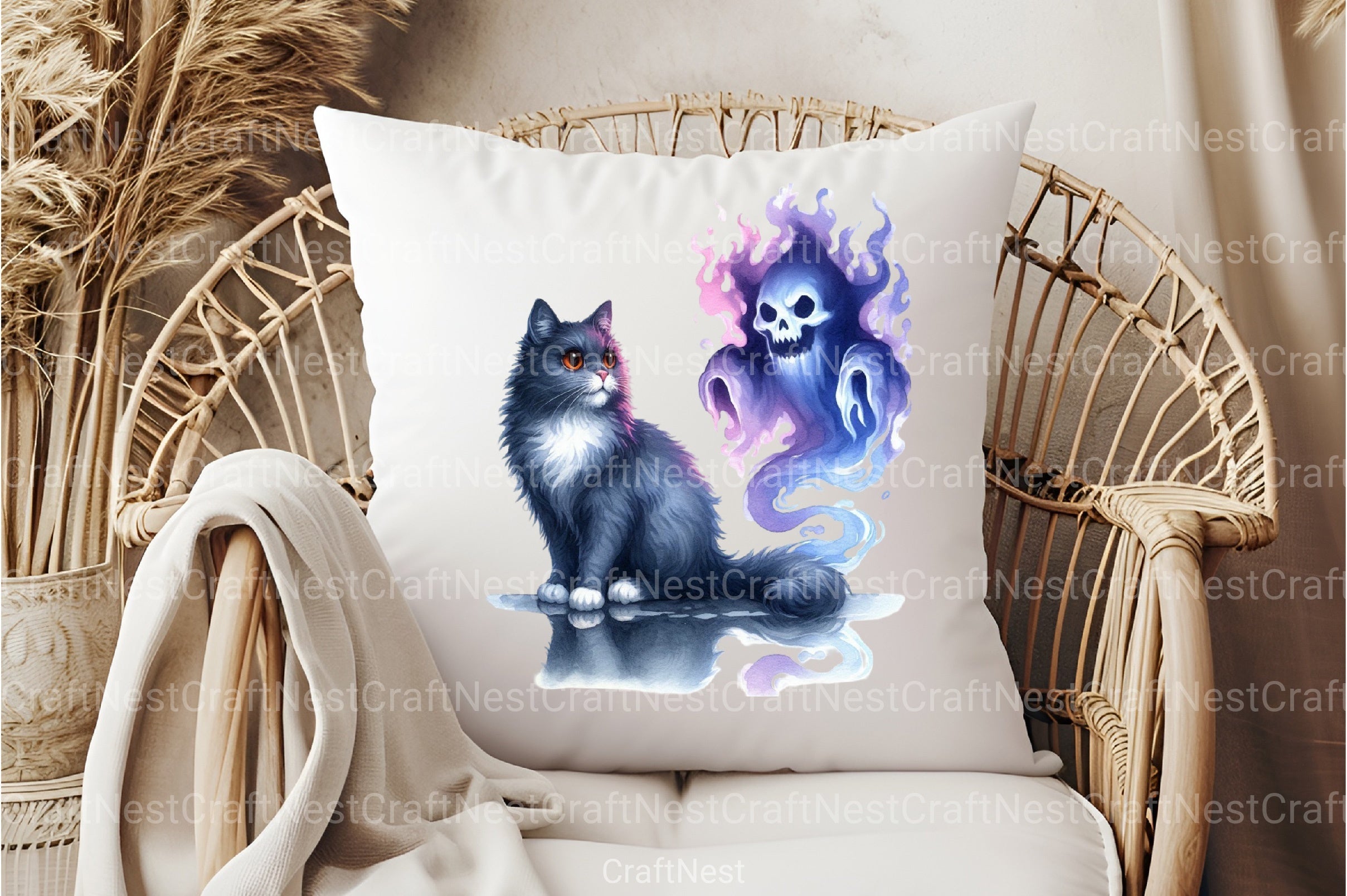 Halloween Cat & Smoky Ghost Clipart Bundle 3 - CraftNest - Digital Crafting and Art