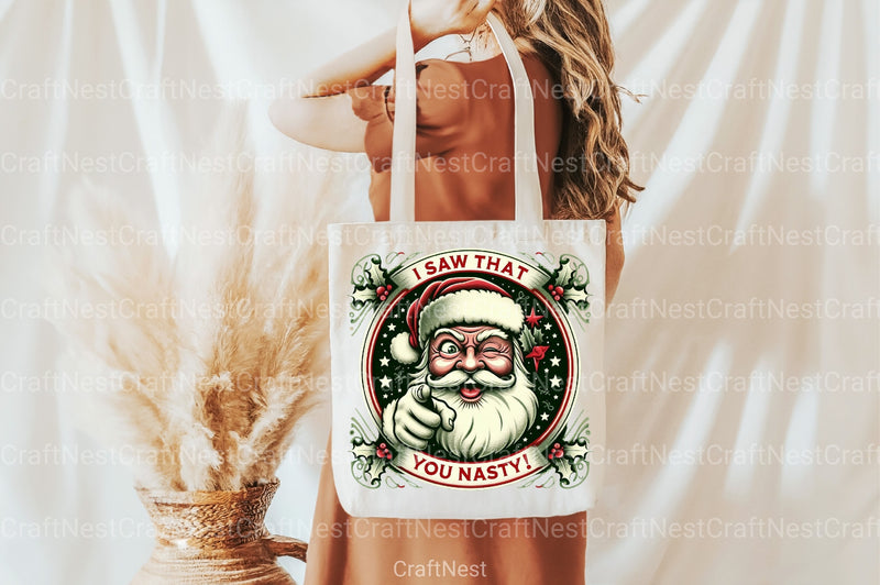 Vintage Christmas Santa "I Saw That" Clipart Bundle - CraftNest - Digital Crafting and Art