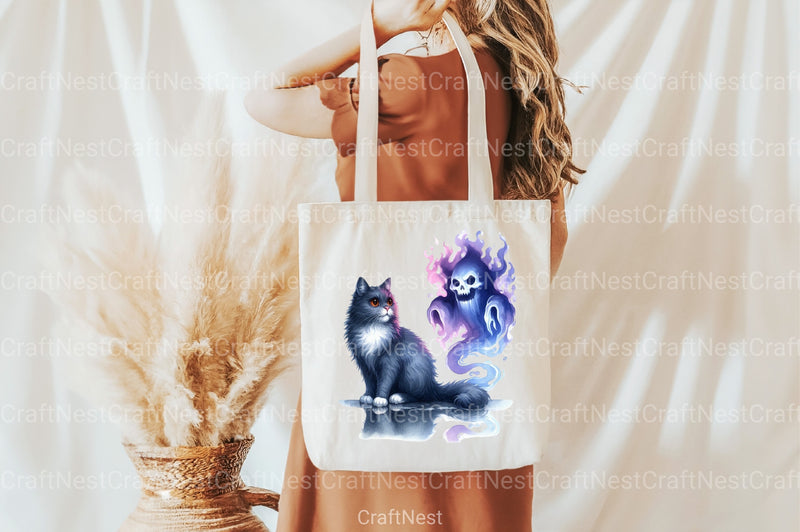 Halloween Cat & Smoky Ghost Clipart Bundle 3 - CraftNest - Digital Crafting and Art