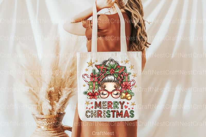 Merry Christmas Messy Bun Clipart Bundle - CraftNest - Digital Crafting and Art