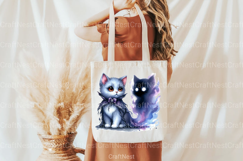 Halloween Cat & Smoky Ghost Clipart Bundle - CraftNest - Digital Crafting and Art