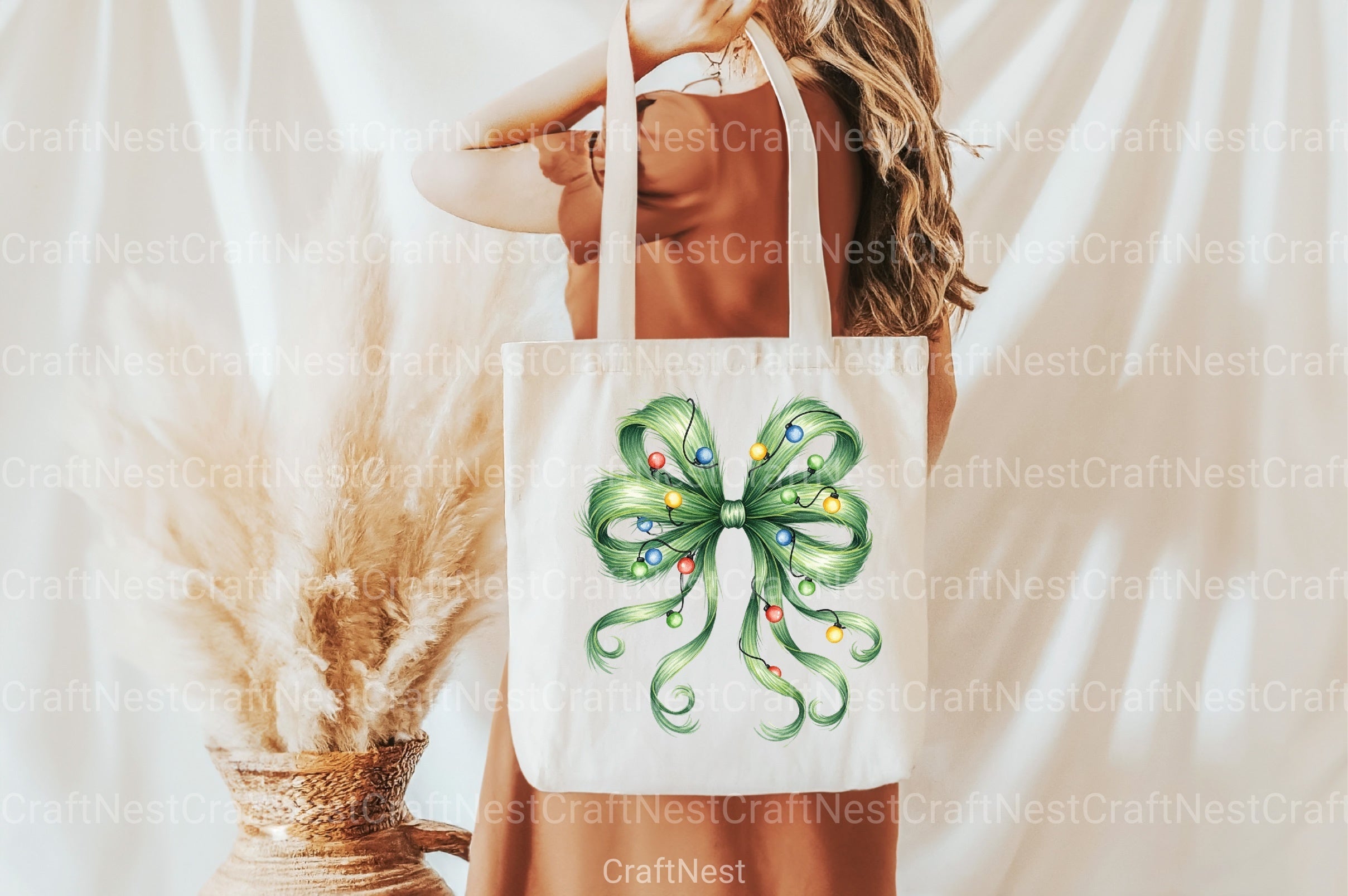 Festive Green Grinch Bow Christmas Clipart Bundle - CraftNest - Digital Crafting and Art