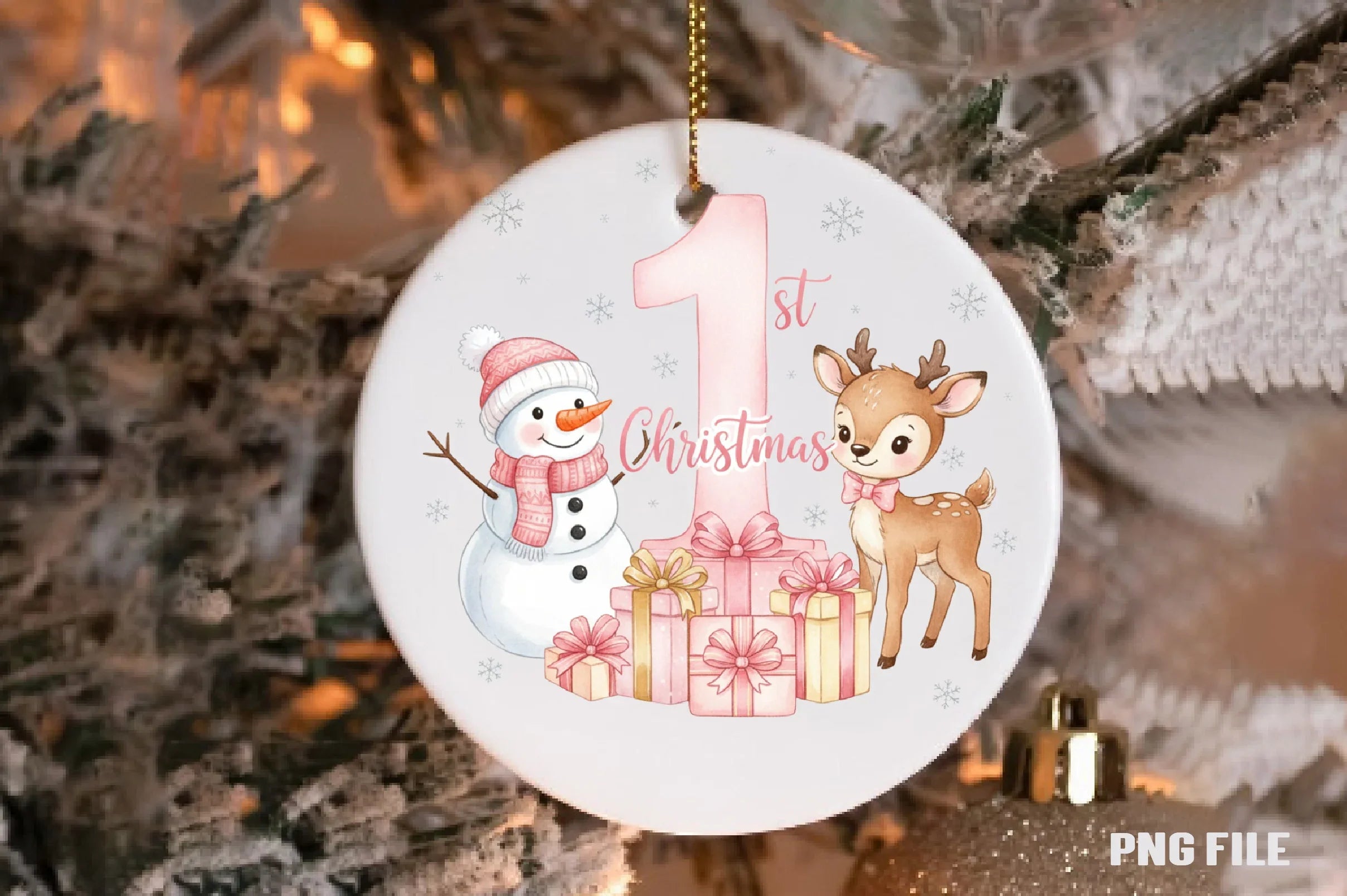 Pink Snowman Baby's First Christmas Clipart Bundle - CraftNest - Digital Crafting and Art