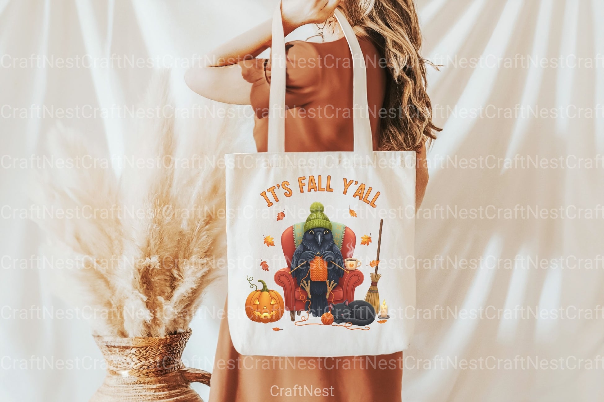 Cozy Fall Knitting Crow & Cat Clipart Bundle - CraftNest - Digital Crafting and Art