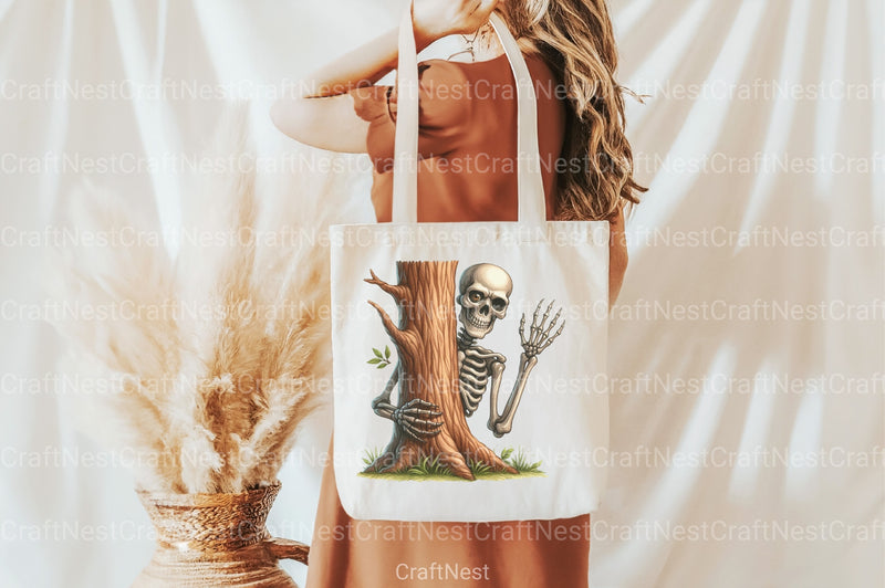 Funny Skeleton Peeking Clipart Bundle 11 - CraftNest - Digital Crafting and Art