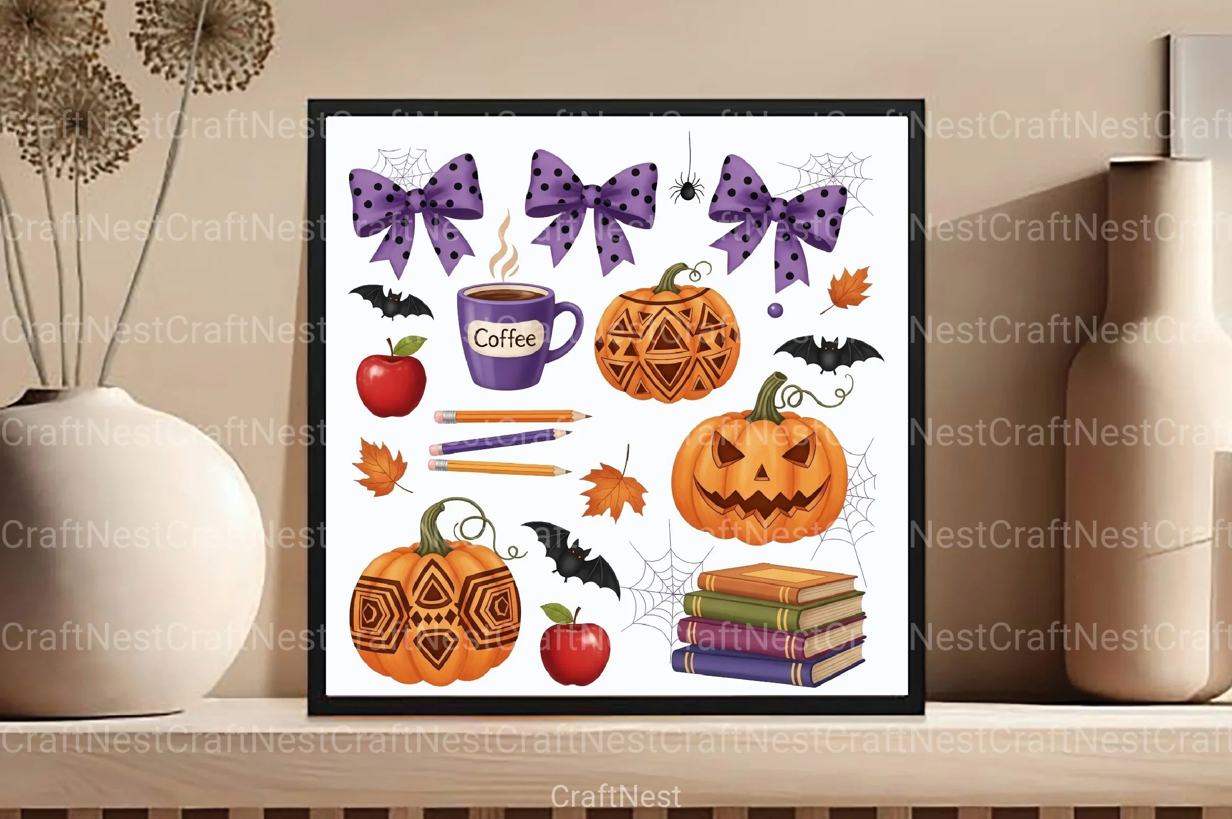 Cute Halloween Spooky Teacher Clipart Bundle - CraftNest - Digital Crafting and Art