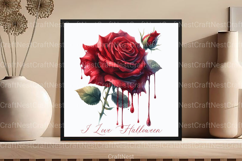 I Love Halloween Roses Clipart Bundle 07 - CraftNest - Digital Crafting and Art
