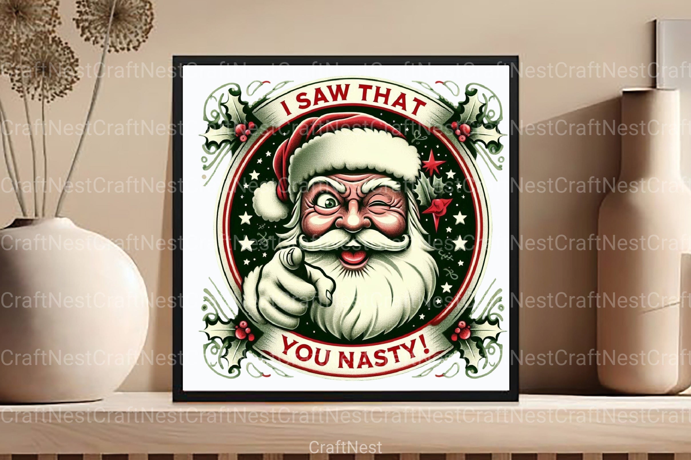 Vintage Christmas Santa "I Saw That" Clipart Bundle - CraftNest - Digital Crafting and Art