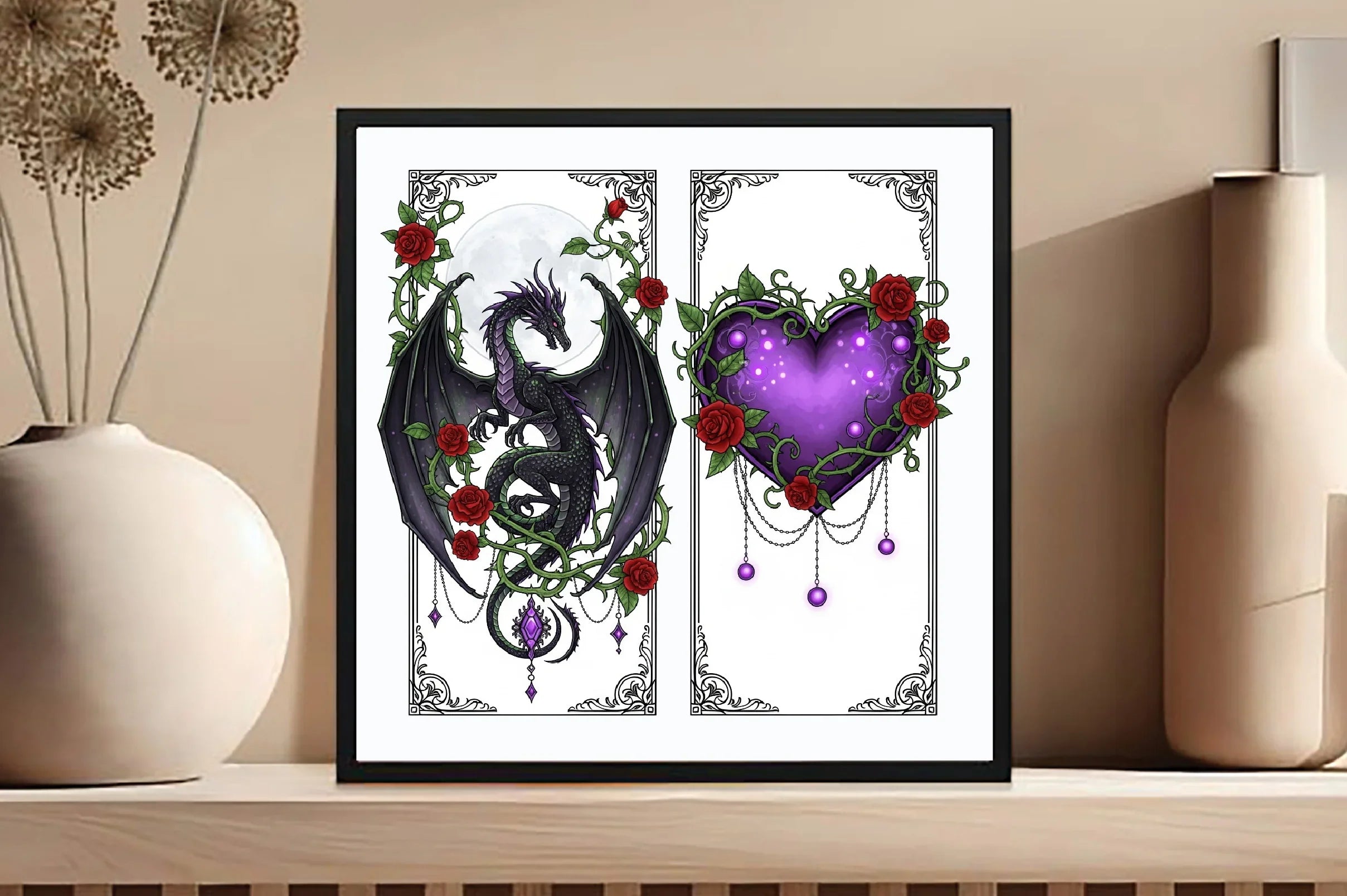 Gothic Dragons Love Flower Clipart Bundle - CraftNest - Digital Crafting and Art