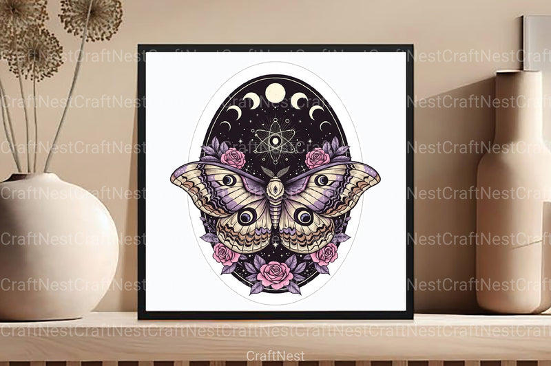 Celestial Lunar Moth Halloween Clipart Bundle - CraftNest - Digital Crafting and Art