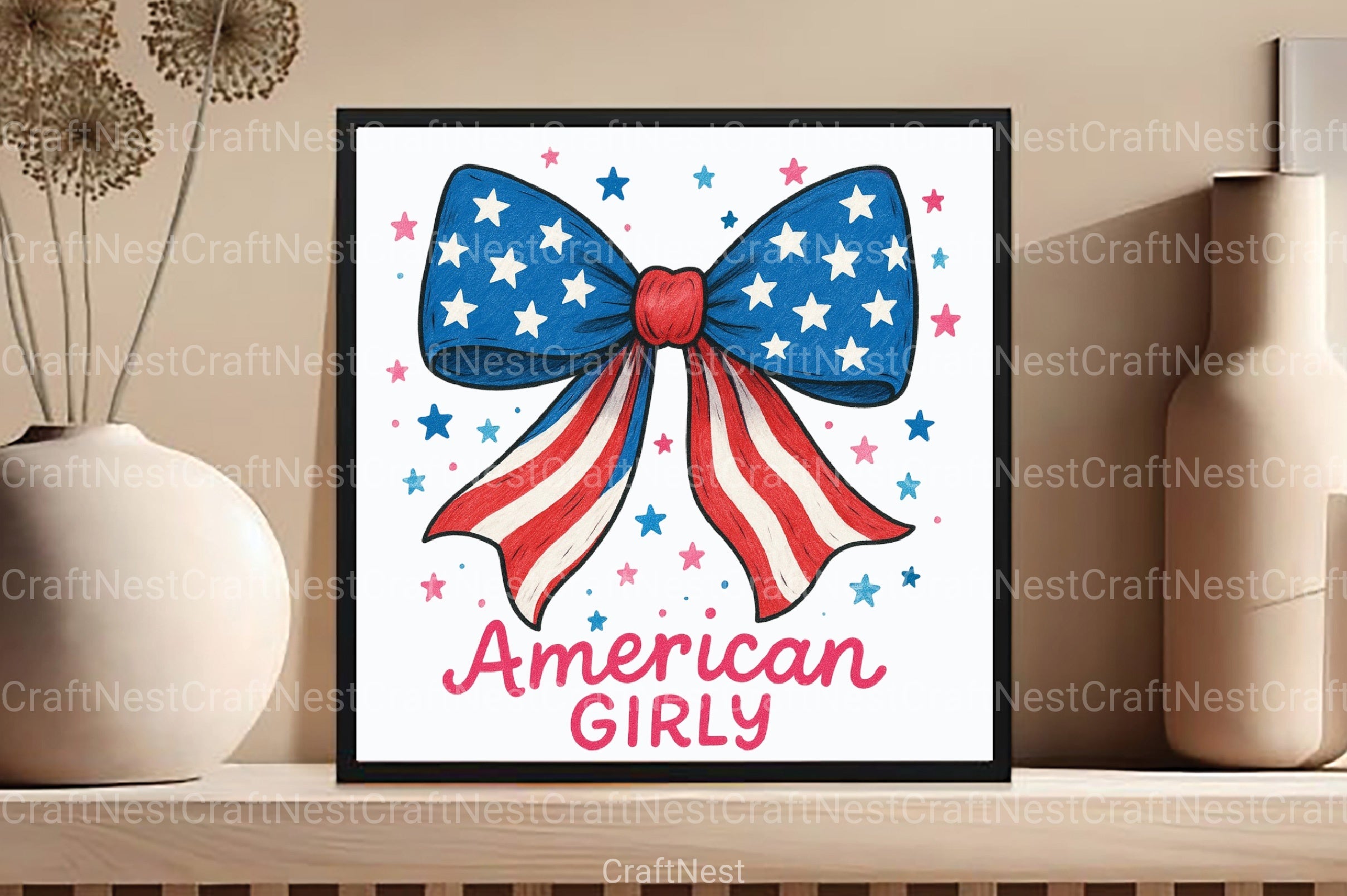 4th of July Hand-Drawn Coquette Bow Clipart Bundle - CraftNest - Digital Crafting and Art
