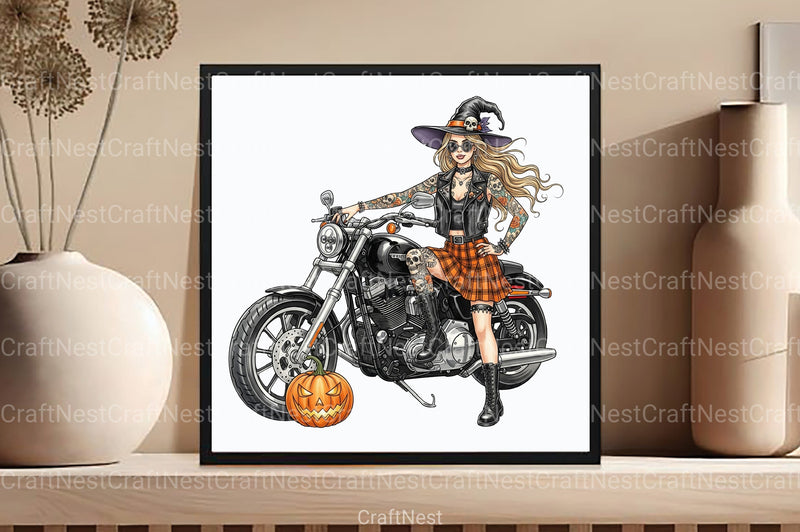 Chibi Toddler Halloween Biker Clipart Bundle - CraftNest - Digital Crafting and Art