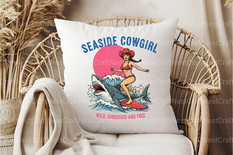 Seaside Cowgirl Retro Summer Clipart Bundle - CraftNest - Digital Crafting and Art