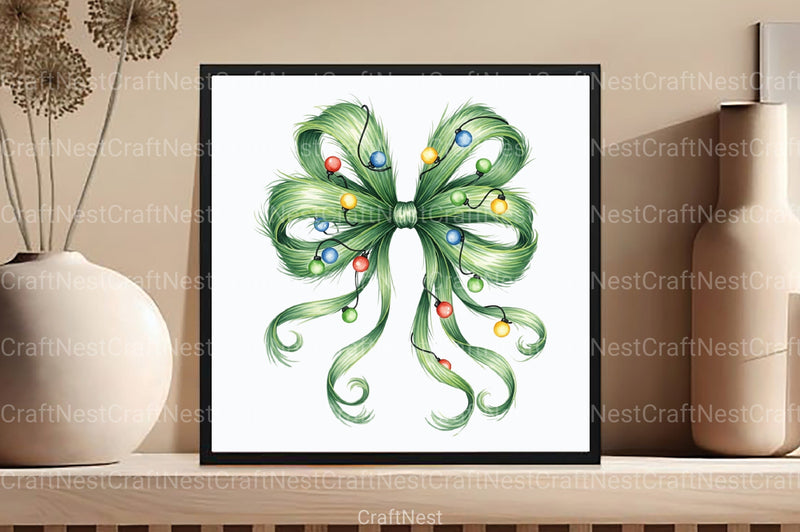 Festive Green Grinch Bow Christmas Clipart Bundle - CraftNest - Digital Crafting and Art