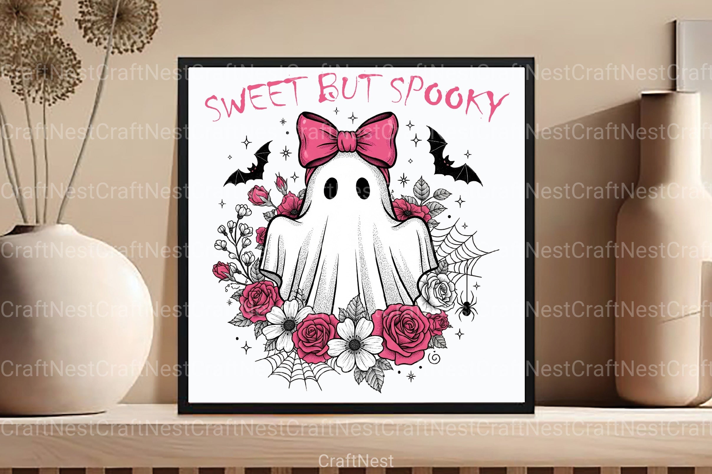 Vintage Ghost Boho Flowers Halloween Clipart Bundle - CraftNest - Digital Crafting and Art