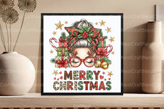 Merry Christmas Messy Bun Clipart Bundle - CraftNest - Digital Crafting and Art