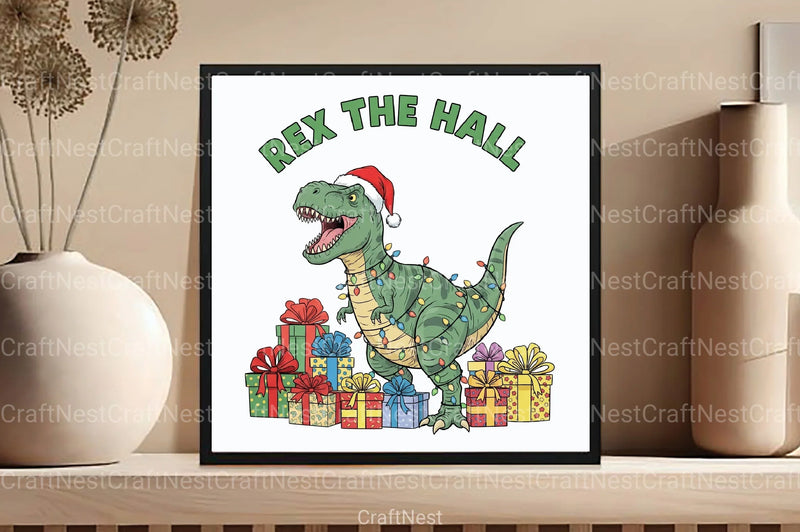 Rex The Halls: Dinosaur Christmas Clipart Bundle - CraftNest - Digital Crafting and Art