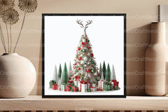 White Christmas Tree Clipart Bundle - CraftNest - Digital Crafting and Art