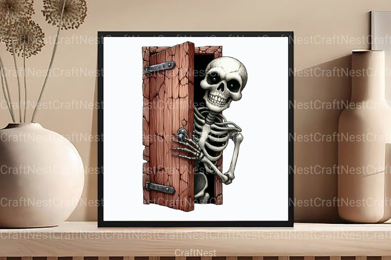 Funny Skeleton Peeking Clipart Bundle 1 - CraftNest - Digital Crafting and Art