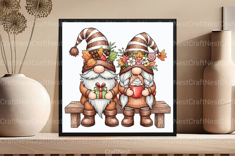 Chocolate Couple Gnomes Clipart Bundle - CraftNest - Digital Crafting and Art