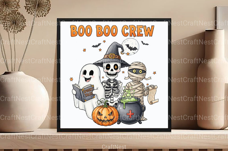 Boo Crew Halloween Nurse Ghost Clipart Bundle - CraftNest - Digital Crafting and Art
