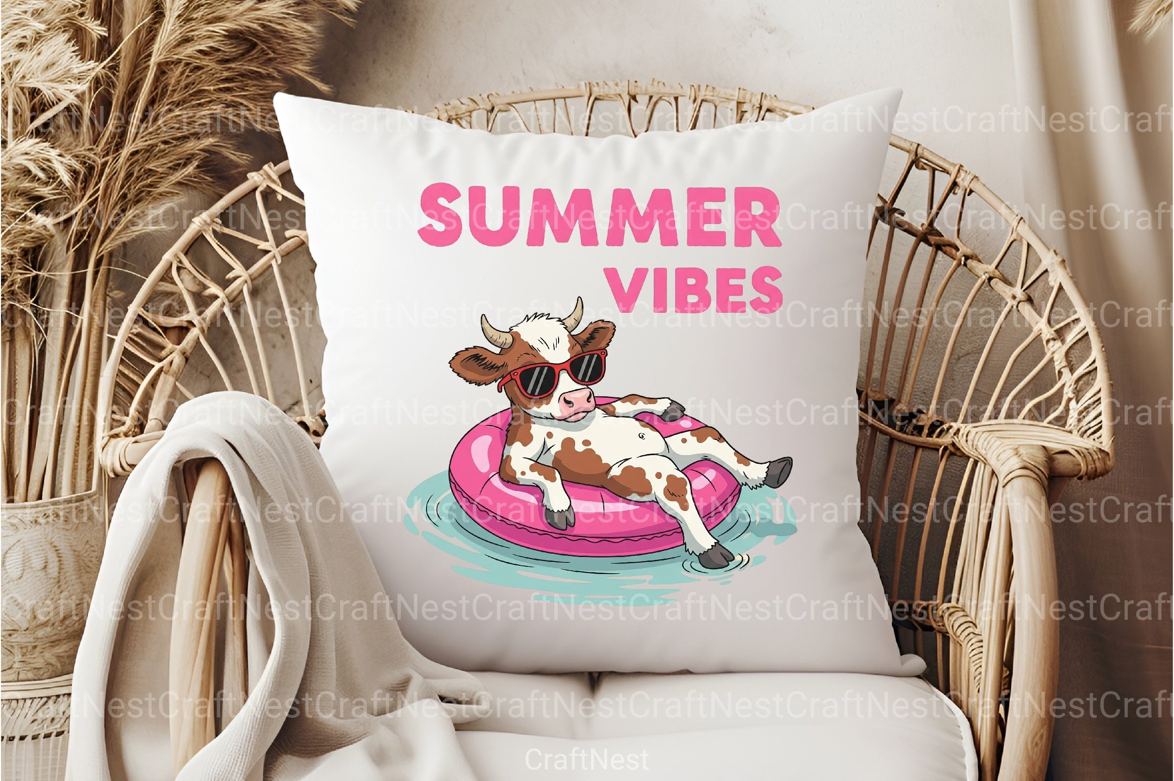 Summer Vibes Highland Cow Clipart Bundle - CraftNest - Digital Crafting and Art