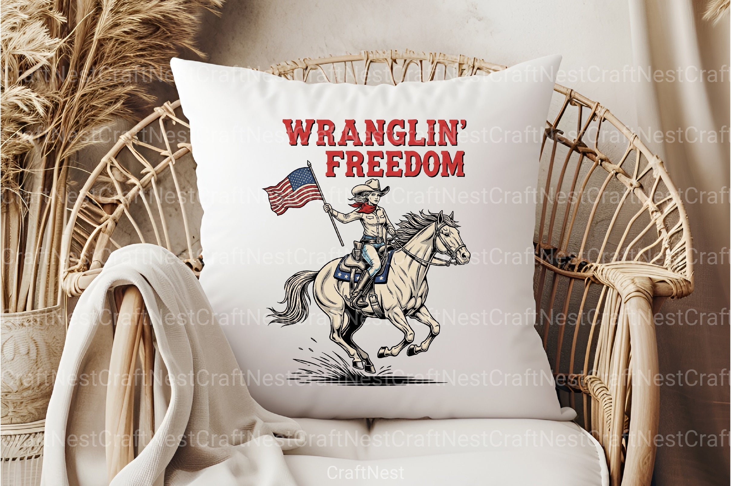 Wranglin' Freedom American Cowgirl Clipart Bundle - CraftNest - Digital Crafting and Art