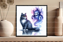 Halloween Cat & Smoky Ghost Clipart Bundle 3 - CraftNest - Digital Crafting and Art