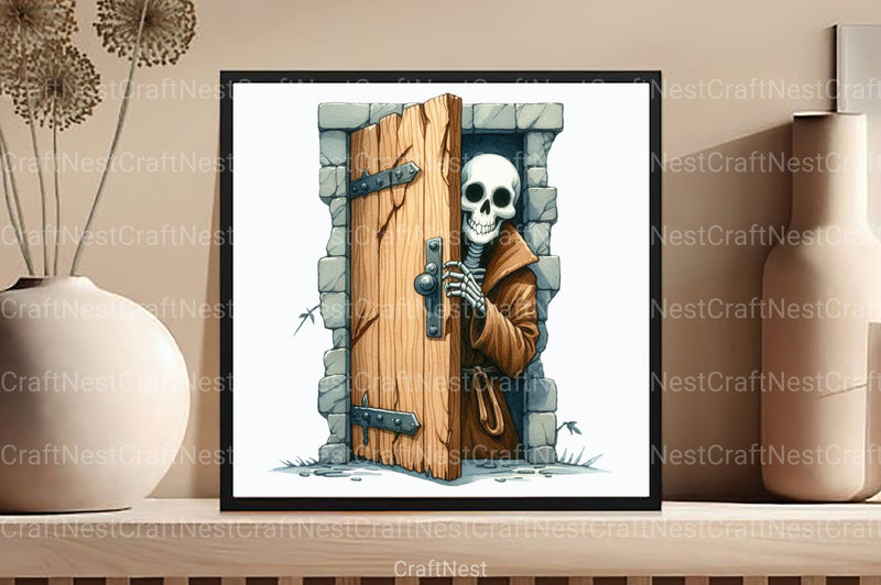 Funny Skeleton Peeking Clipart Bundle 77 - CraftNest - Digital Crafting and Art