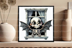 Funny Skeleton Peeking Clipart Bundle 5 - CraftNest - Digital Crafting and Art