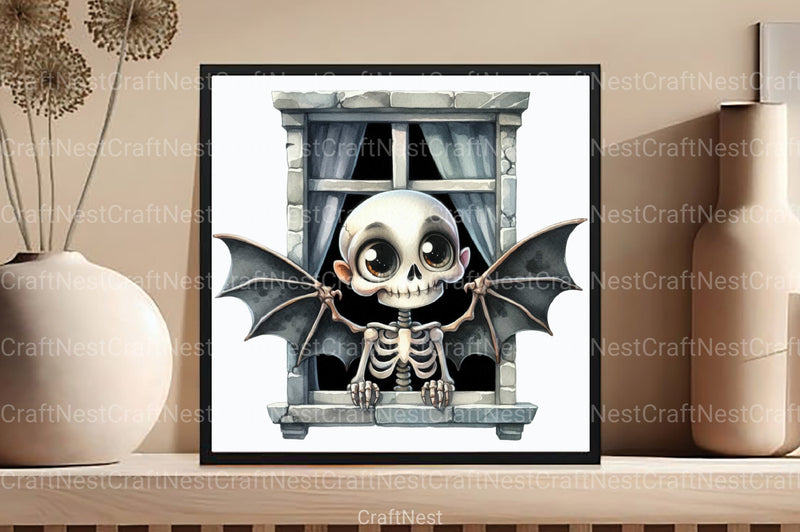 Funny Skeleton Peeking Clipart Bundle 5 - CraftNest - Digital Crafting and Art